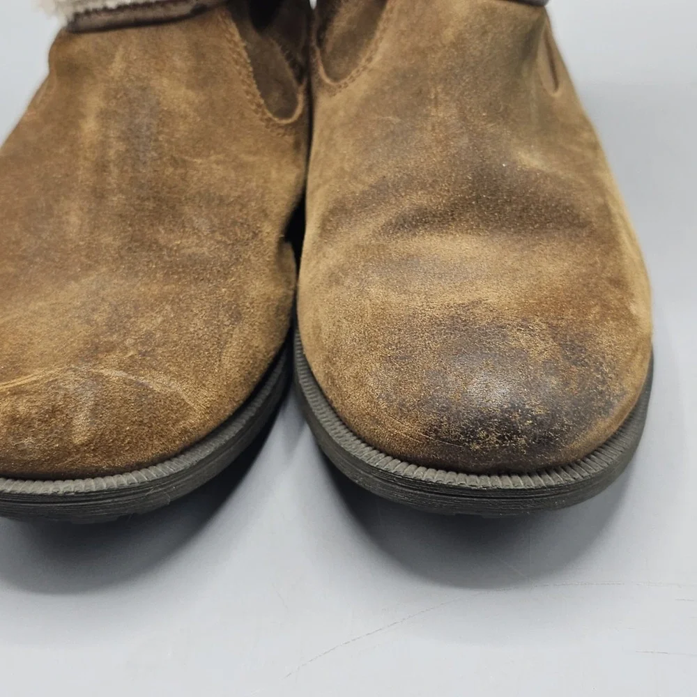 UGG Boots Women's 6.5 Blayre II Brown Leather Shearling Cuff Buckle Side